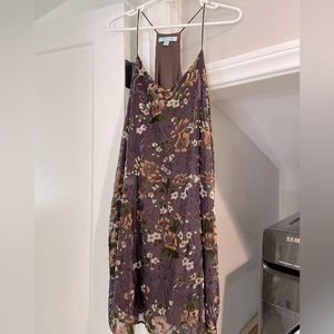 She + Sky Brown Sheer Dress w/velvet accent florals